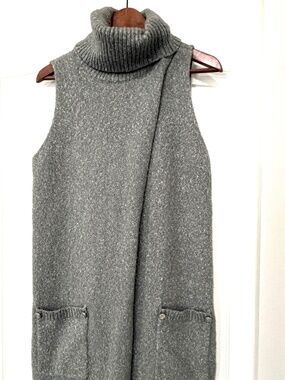 RUDSAK Sanni Knit Sleeveless Turtleneck Wrap Tunic Dress Medium Grey XS/S